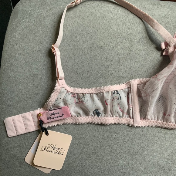 $145 Agent Provocateur Cinta Pastel Pink georgette soft-cup triangle bra M/3 - Picture 10 of 16